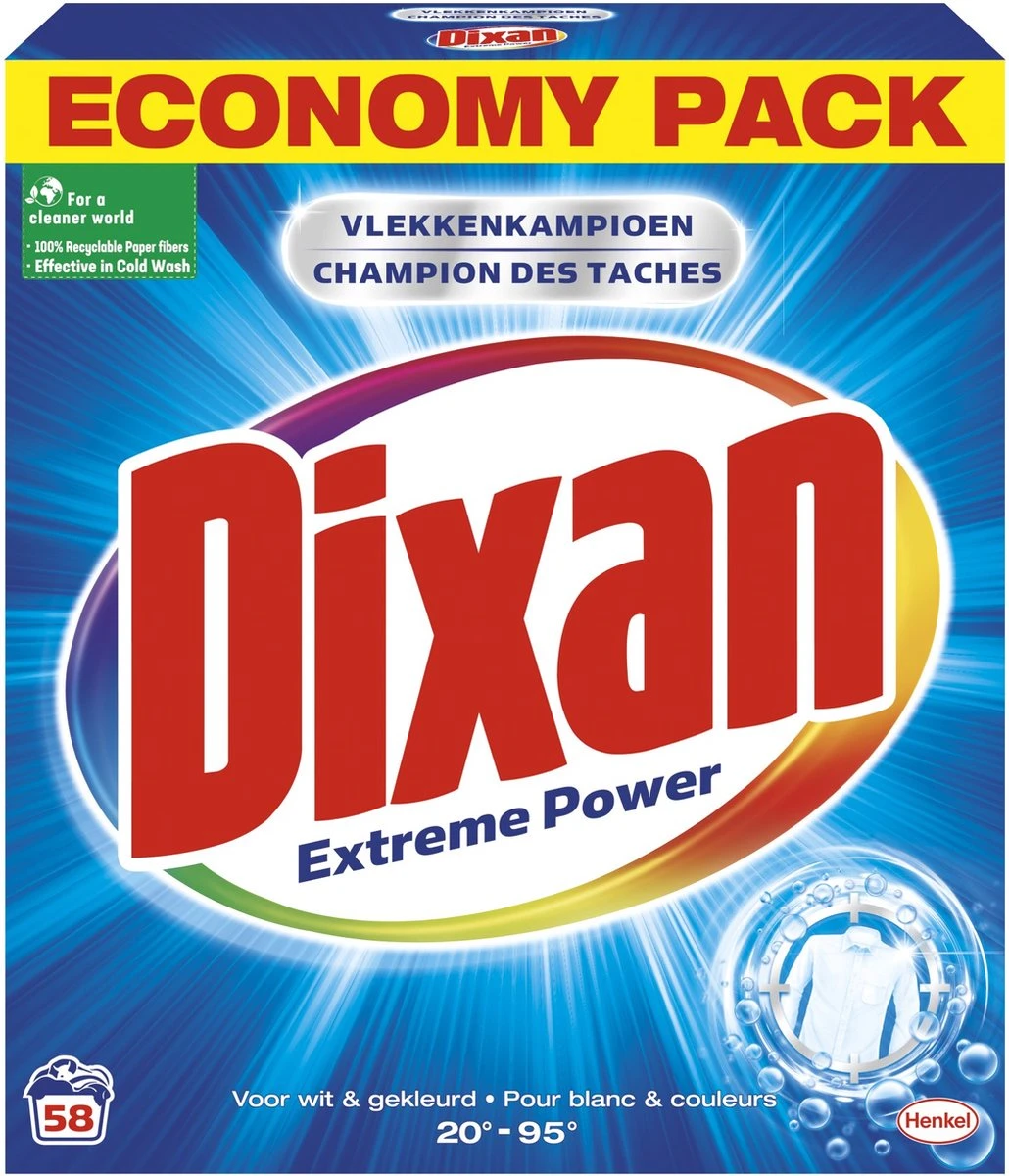 Dixan Extreme Power Waspoeder - Poeder Wasmiddel - 58 Wasbeurten 4 Dixan Extreme Power Waspoeder - Poeder Wasmiddel - 58 Wasbeurten - Afbeelding 2