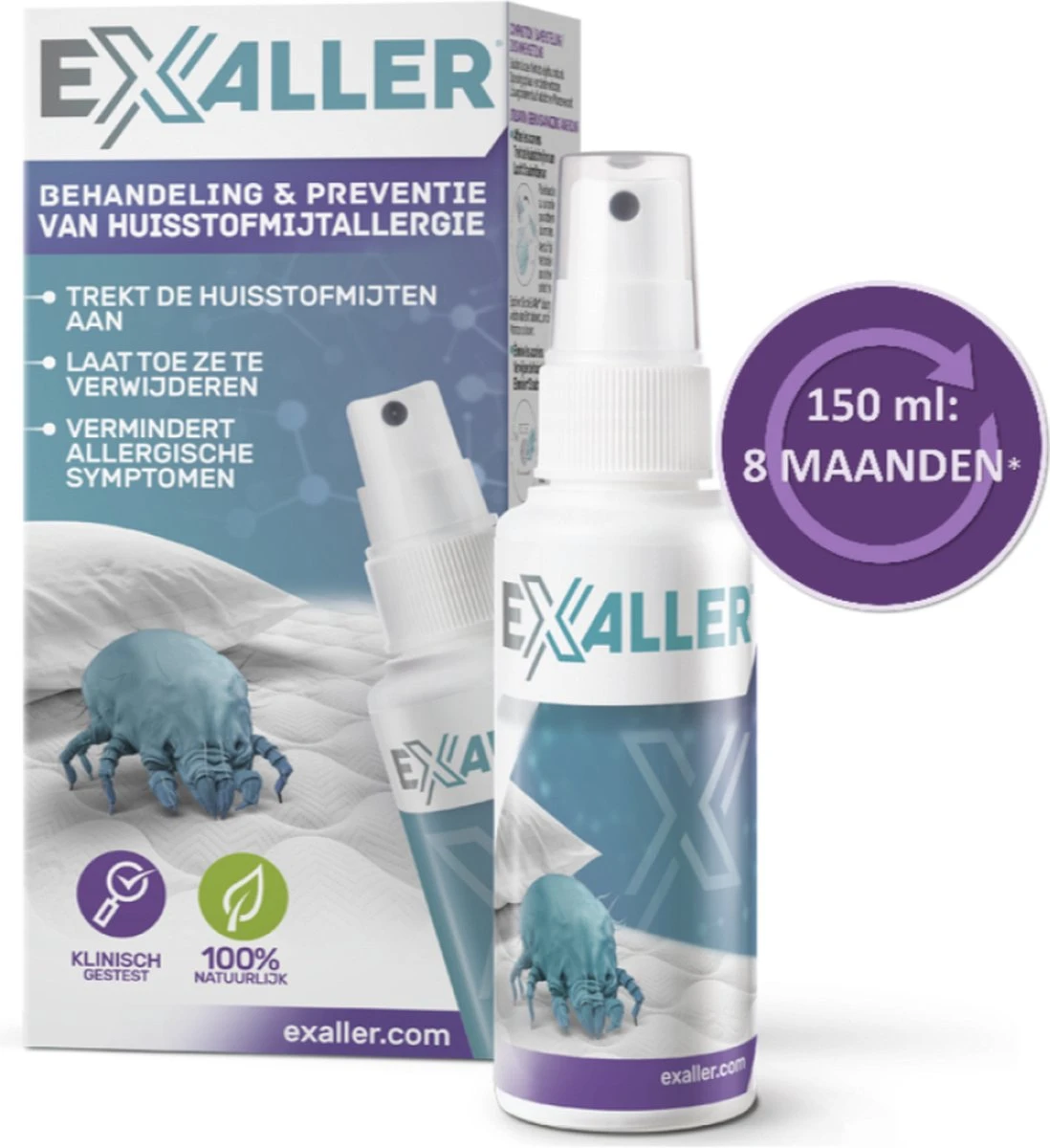 Exaller Anti Huisstofmijt Spray 150ml - 100% Natuurlijk Huismijt Bestrijder - Klinisch Getest - Behandeling En Preventie Van Huisstofmijtallergie 3 Exaller Anti Huisstofmijt Spray 150ml - 100% Natuurlijk Huismijt Bestrijder - Klinisch Getest - Behandeling En Preventie Van Huisstofmijtallergie
