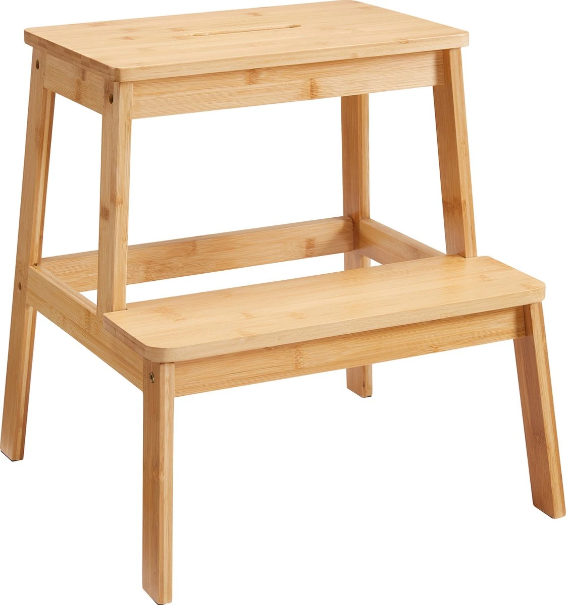 ACAZA Krukje In 2 Niveaus - Houten Opstapje - Bruin 3 ACAZA Krukje In 2 Niveaus - Houten Opstapje - Bruin