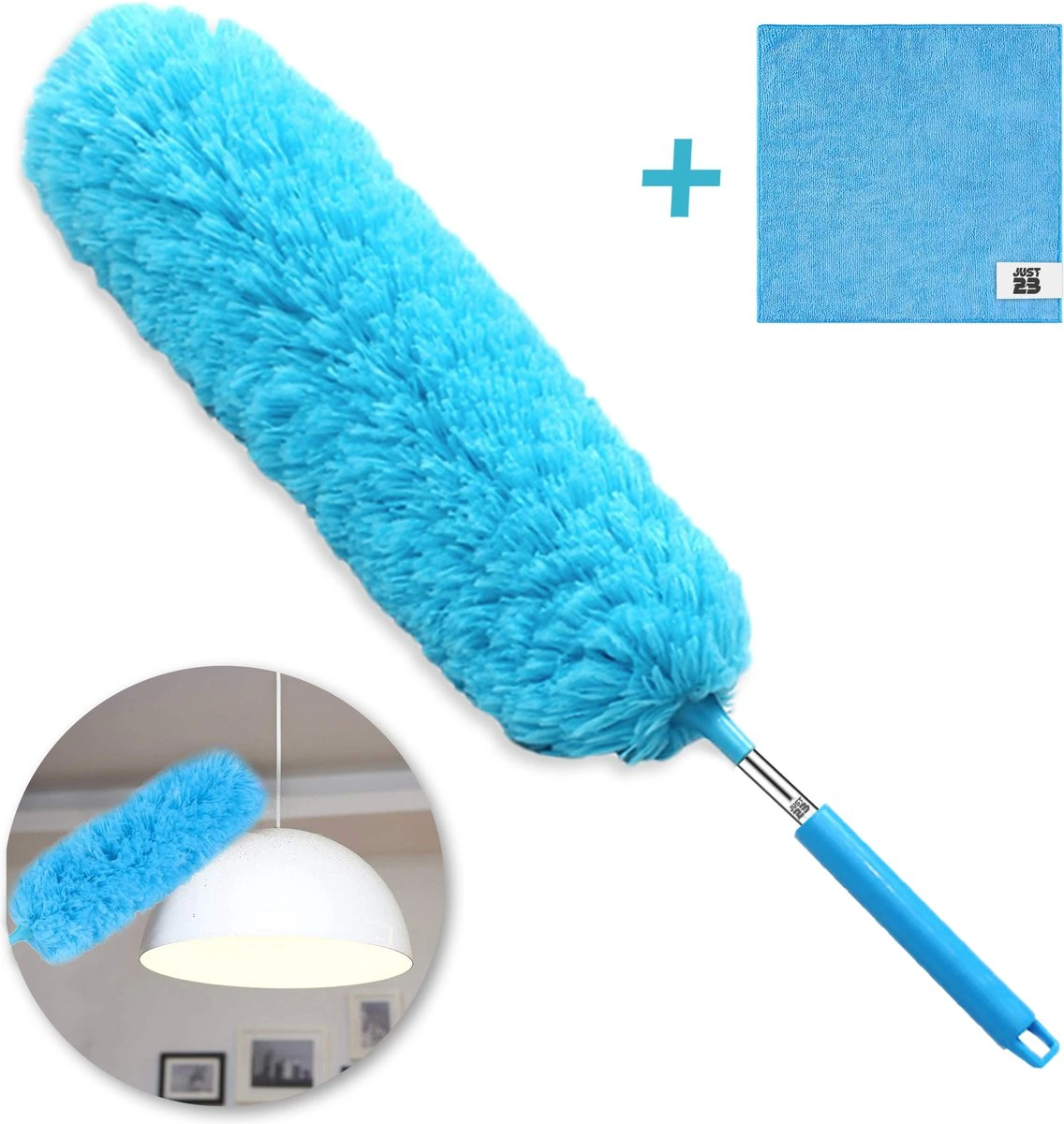 JUST23 Plumeau Uitschuifbaar Met Telescoopsteel – 60 Tot 140 Cm – Ragebol – Stoffer – Duster - Blauw - Incl. Microfiber Doek 3 JUST23 Plumeau Uitschuifbaar Met Telescoopsteel – 60 Tot 140 Cm – Ragebol – Stoffer – Duster - Blauw - Incl. Microfiber Doek