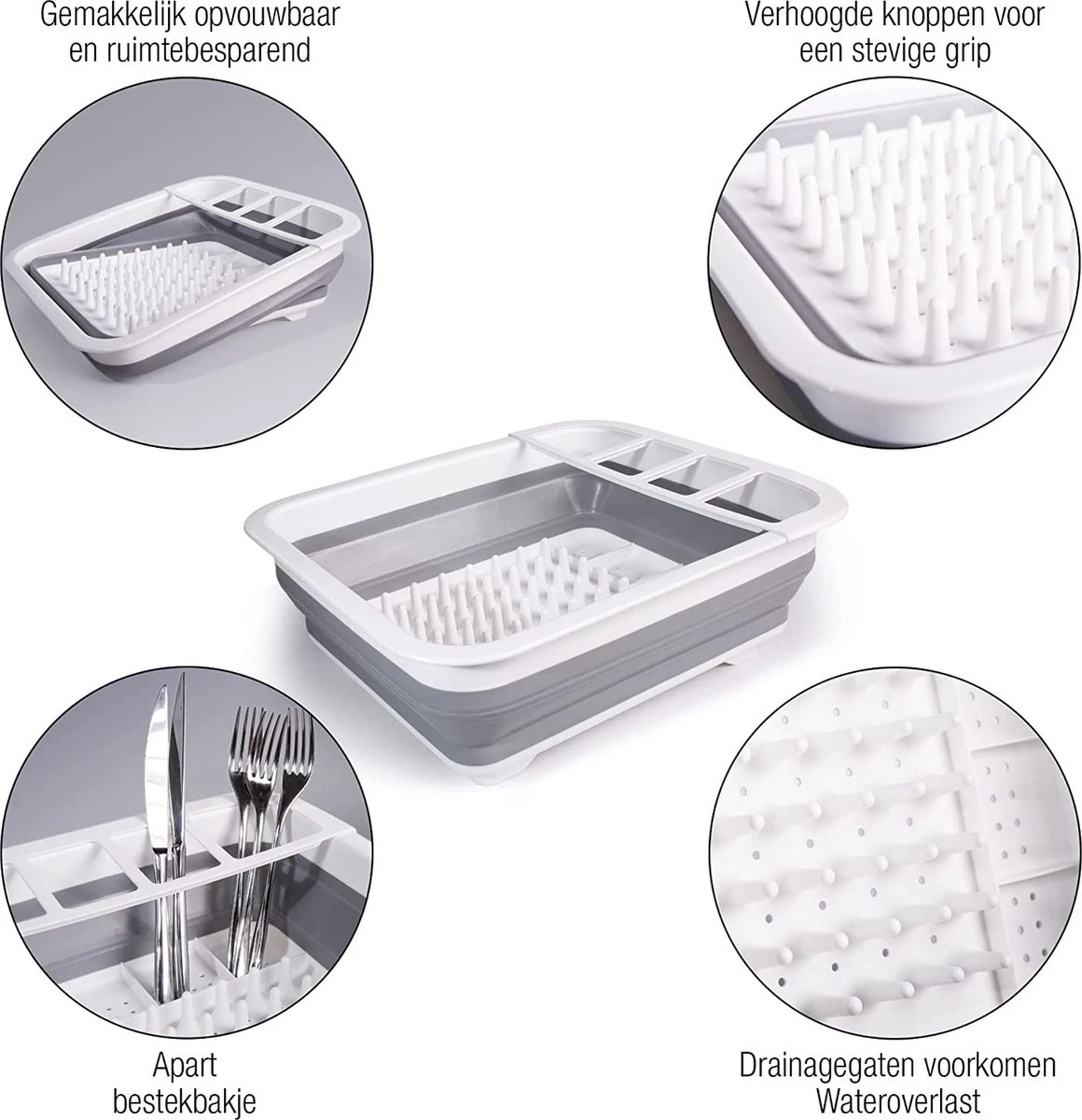 Amazy Afdruiprek Opvouwbaar & Bpa-vrij - Afdruiprek Voor Het Drogen Van Bestek, Borden, Glazen & Flessen - Afdruipmat In Grijs-wit Van Kunststof & Silicone Voor Gootsteen, Spoelbakken, Keuken 8 Amazy Afdruiprek Opvouwbaar & Bpa-vrij - Afdruiprek Voor Het Drogen Van Bestek, Borden, Glazen & Flessen - Afdruipmat In Grijs-wit Van Kunststof & Silicone Voor Gootsteen, Spoelbakken, Keuken - Afbeelding 6