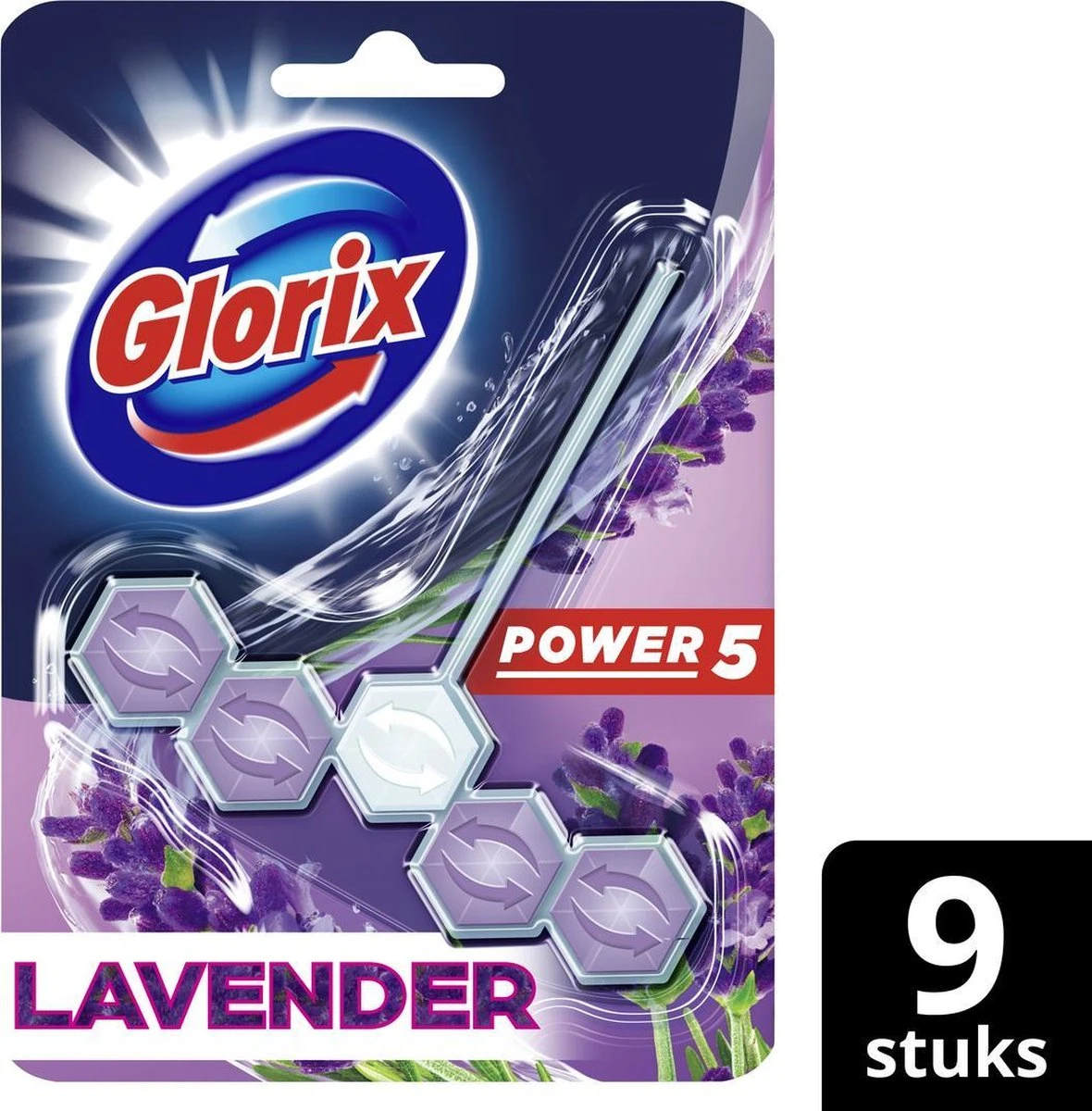 Glorix Power 5 Toiletblokken - Lavendel - 9 Stuks - Voordeelverpakking 4 Glorix Power 5 Toiletblokken - Lavendel - 9 Stuks - Voordeelverpakking - Afbeelding 2
