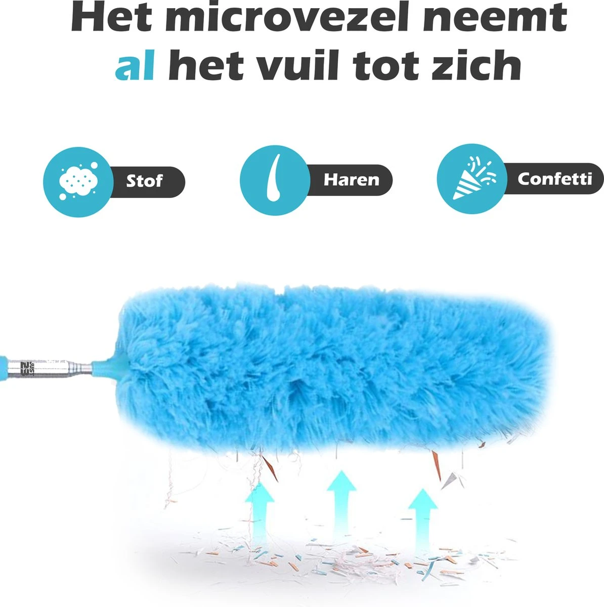 JUST23 Plumeau Uitschuifbaar Met Telescoopsteel – 60 Tot 140 Cm – Ragebol – Stoffer – Duster - Blauw - Incl. Microfiber Doek 4 JUST23 Plumeau Uitschuifbaar Met Telescoopsteel – 60 Tot 140 Cm – Ragebol – Stoffer – Duster - Blauw - Incl. Microfiber Doek - Afbeelding 2