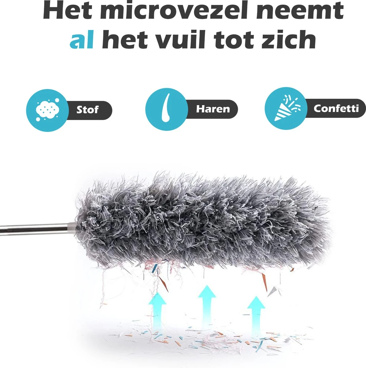 JUST23 Plumeau Uitschuifbaar Met Telescoopsteel – 60 Tot 140 Cm – Ragebol – Stoffer – Duster – Grijs – Incl. Microfiber Doek 10 JUST23 Plumeau Uitschuifbaar Met Telescoopsteel – 60 Tot 140 Cm – Ragebol – Stoffer – Duster – Grijs – Incl. Microfiber Doek - Afbeelding 8