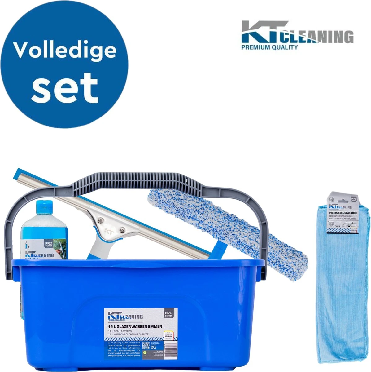 KT CLEANING - Raamwisser - Ramen Wassen Set Met Emmer - Ramen Wassen - Raamtrekker - Microvezeldoekjes 2 KT CLEANING - Raamwisser - Ramen Wassen Set Met Emmer - Ramen Wassen - Raamtrekker - Microvezeldoekjes