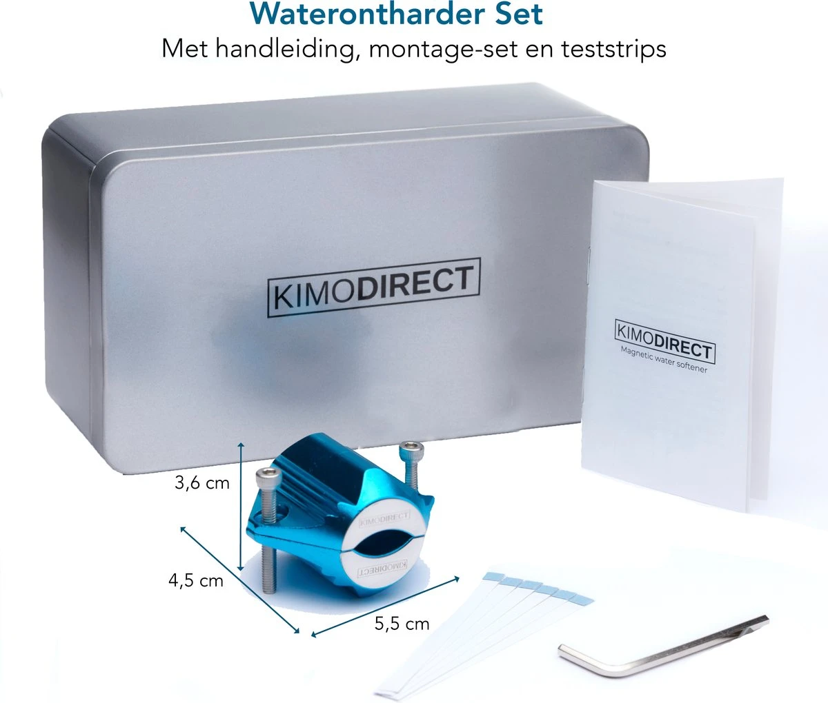 KIMO DIRECT Waterontharder Met 6 Teststrips - Waterontharder - Huishouden Tot 6 Personen - Waterfilter - 7500 Gauss - Blauw 6 KIMO DIRECT Waterontharder Met 6 Teststrips - Waterontharder - Huishouden Tot 6 Personen - Waterfilter - 7500 Gauss - Blauw - Afbeelding 4