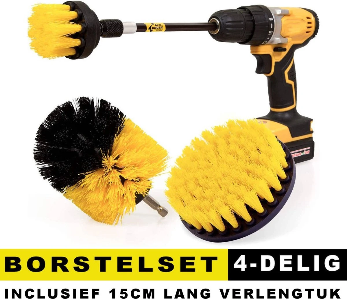 Professionele 4 Delige Borstelset Voor De Boormachine Incl. Verlengstuk, Deze Schoonmaak Schuurborstel Elektrisch Opzetborstel Schrobborstel Set Is Geschikt Als Schrobber Voor Badkamer, Auto, Keuken En Tuin 8 Professionele 4 Delige Borstelset Voor De Boormachine Incl. Verlengstuk, Deze Schoonmaak Schuurborstel Elektrisch Opzetborstel Schrobborstel Set Is Geschikt Als Schrobber Voor Badkamer, Auto, Keuken En Tuin - Afbeelding 6