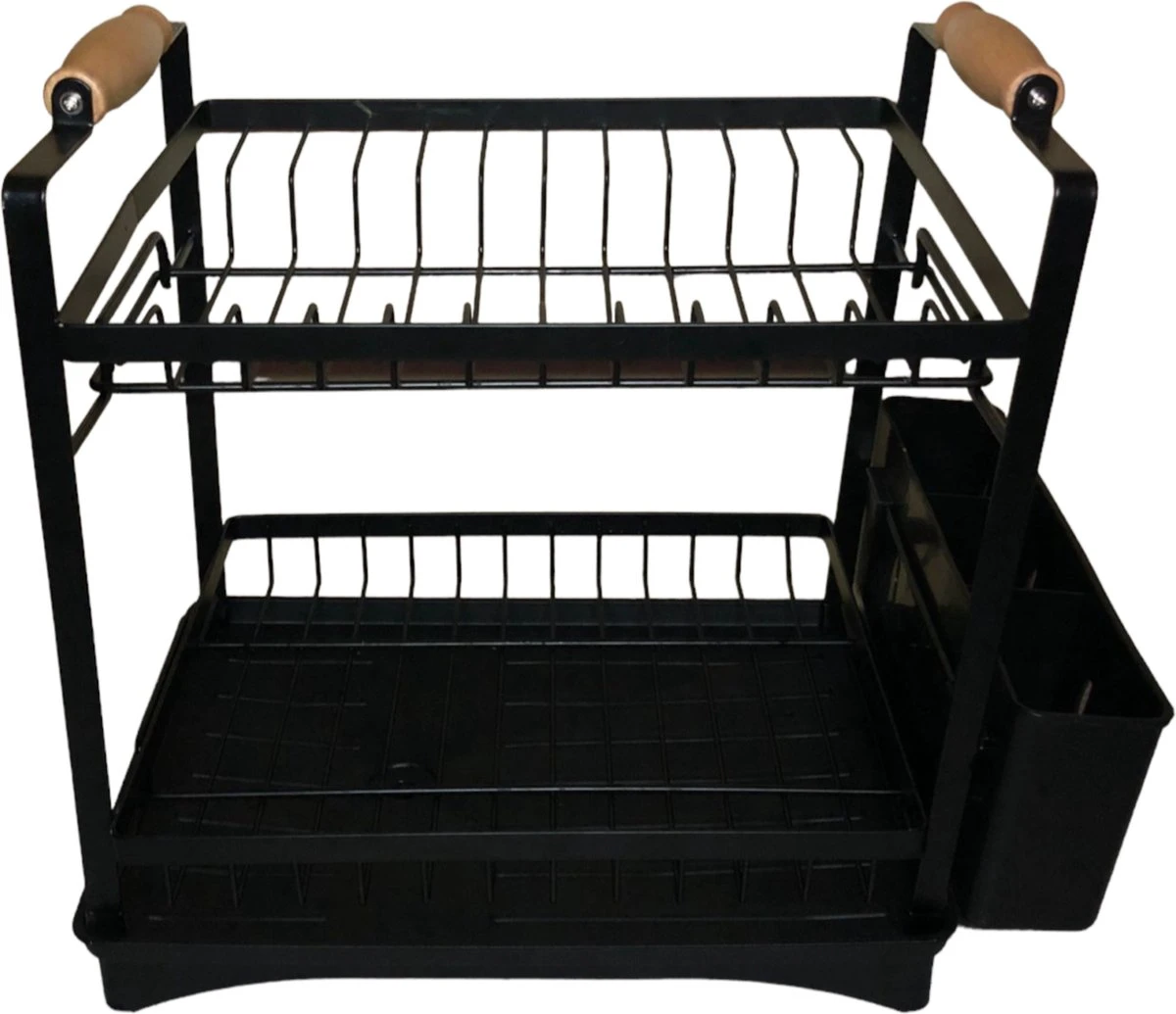 Afdruiprek - Zwart/ Met Flexibele Water Afvoer/ Borden, Pannen Bestek/ RVS/ Lichtgewicht/ Lekbak/ Luxe Uitvoering 3 Afdruiprek - Zwart/ Met Flexibele Water Afvoer/ Borden, Pannen Bestek/ RVS/ Lichtgewicht/ Lekbak/ Luxe Uitvoering