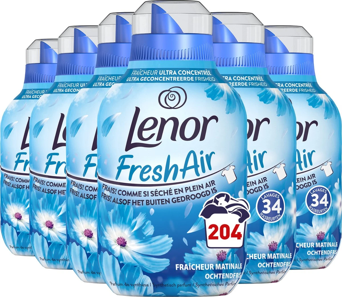 Lenor Fresh Air Ochtendfris - Wasverzachter - 6 X 34 Wasbeurten Voordeelverpakking 3 Lenor Fresh Air Ochtendfris - Wasverzachter - 6 X 34 Wasbeurten Voordeelverpakking