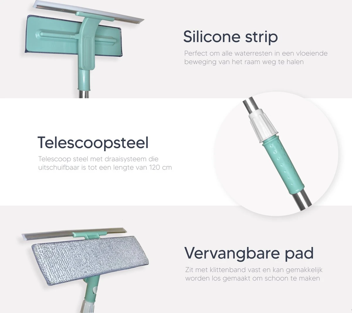 Johannes & Co Raamwisser Met Telescoopsteel 120cm Ruitenreiniger - Ramenwasser - Ramenwisser 6 Johannes & Co Raamwisser Met Telescoopsteel 120cm Ruitenreiniger - Ramenwasser - Ramenwisser - Afbeelding 4