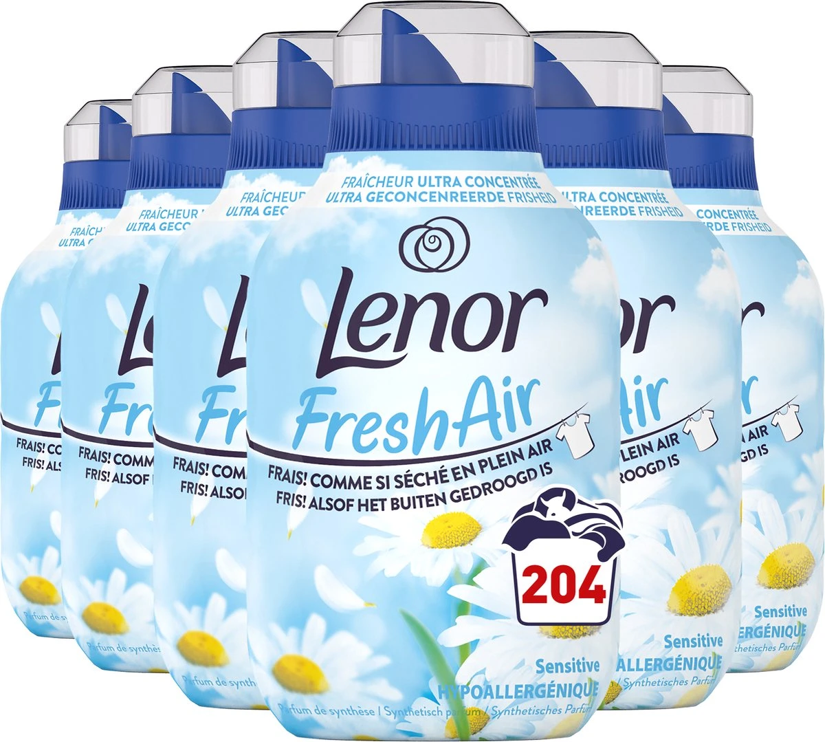 Lenor Fresh Air Sensitive - Wasverzachter - 6 X 34 Wasbeurten Voordeelverpakking 3 Lenor Fresh Air Sensitive - Wasverzachter - 6 X 34 Wasbeurten Voordeelverpakking