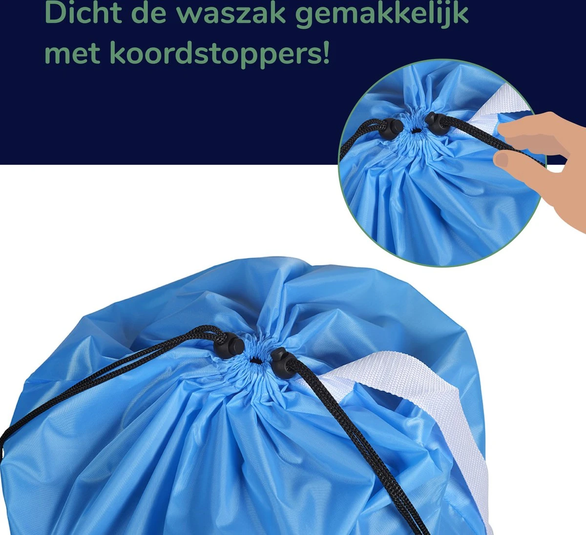 Wonair - Grote Waszak - 60x90cm - Hemelsblauw - Met Trekkoord En Draagband 5 Wonair - Grote Waszak - 60x90cm - Hemelsblauw - Met Trekkoord En Draagband - Afbeelding 3