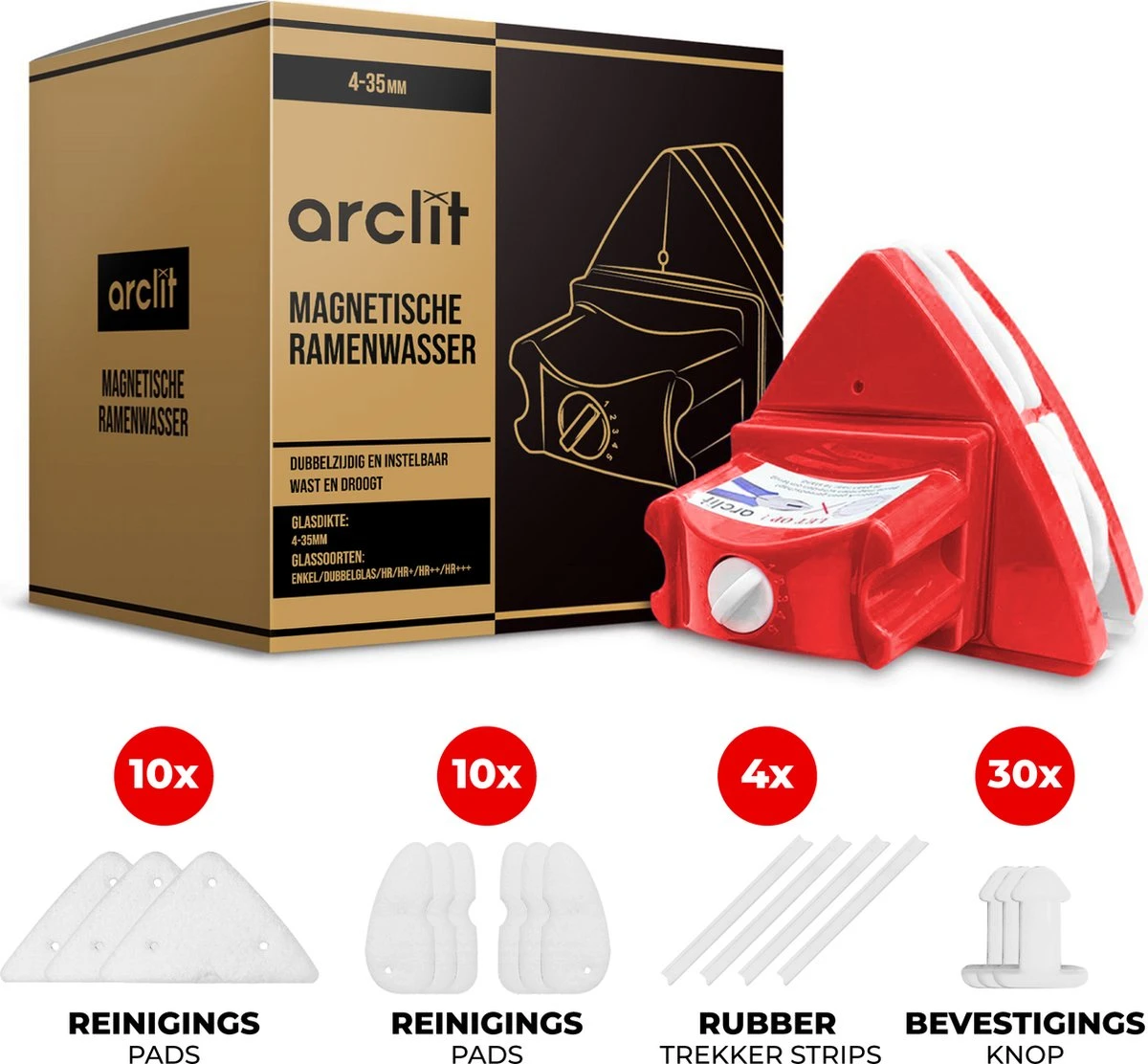 Arclit® | Magnetische Ramenwasser 4-35mm | Geschikt Voor HR / HR+++ | Verstelbare Ruitenreiniger & Raamwisser 3 Arclit® | Magnetische Ramenwasser 4-35mm | Geschikt Voor HR / HR+++ | Verstelbare Ruitenreiniger & Raamwisser