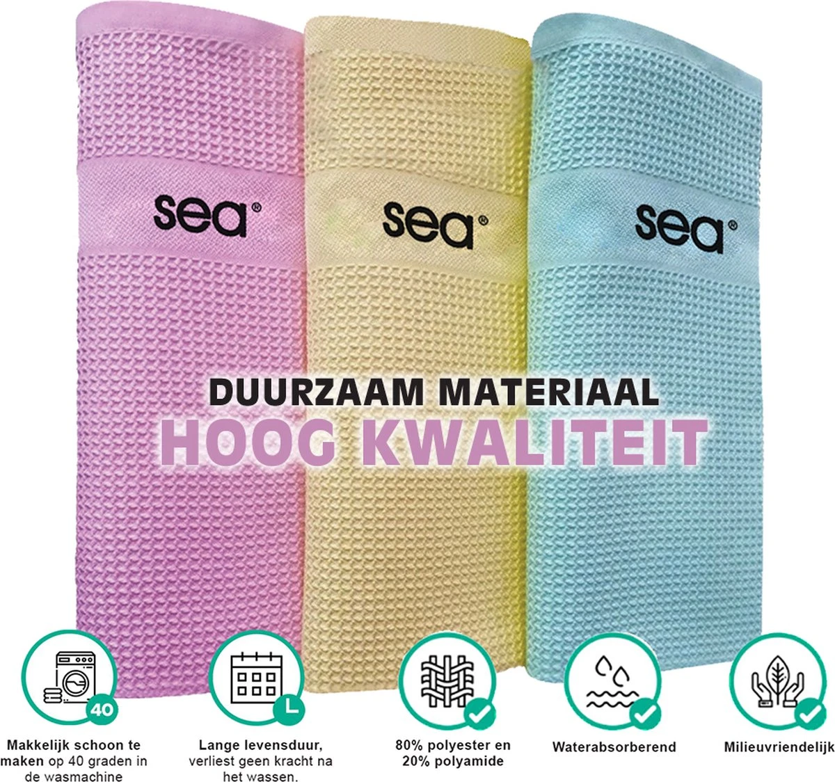 SEA Microvezeldoekjes | 2 SETS | Schoonmaakdoeken | Duurzaam | Microvezel Doek Auto | Reinigingsdoekjes | Microvezeldoeken | Schoonmaakdoekjes | Raamdoeken | 60x40cm | 2x3 Stuks 7 SEA Microvezeldoekjes | 2 SETS | Schoonmaakdoeken | Duurzaam | Microvezel Doek Auto | Reinigingsdoekjes | Microvezeldoeken | Schoonmaakdoekjes | Raamdoeken | 60x40cm | 2x3 Stuks - Afbeelding 5