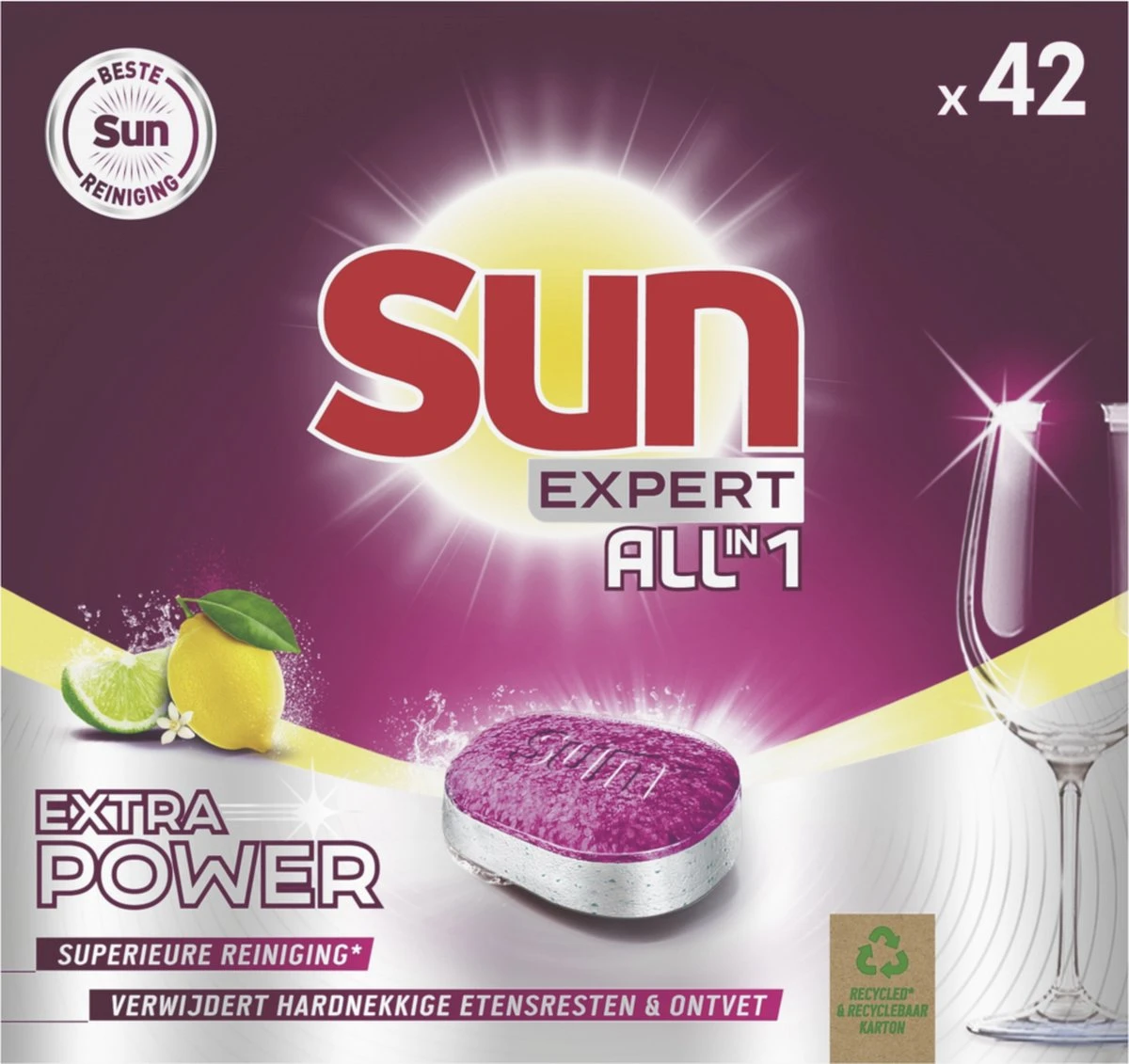 SUN® Sun Expert All-in 1 Extra Power Citroen Vaatwastabletten 4 SUN® Sun Expert All-in 1 Extra Power Citroen Vaatwastabletten - Afbeelding 2