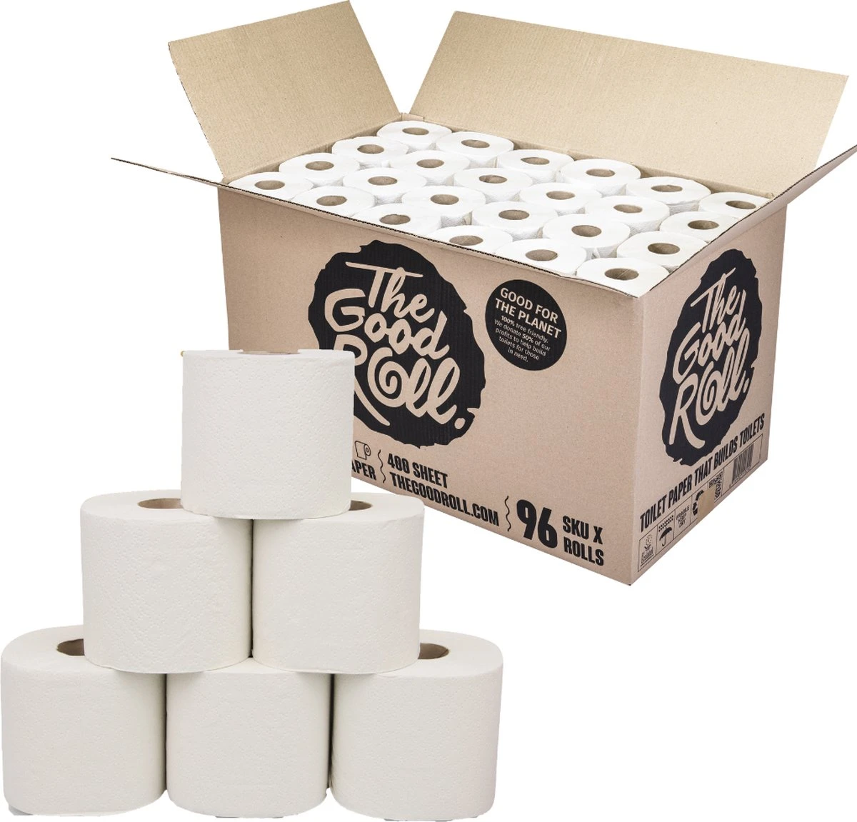 THE GOOD ROLL - WC Papier Voordeelverpakking - 96 Stuks -400vel -3-laags - The Wrapless Choice - 100% Gerecycled 3 THE GOOD ROLL - WC Papier Voordeelverpakking - 96 Stuks -400vel -3-laags - The Wrapless Choice - 100% Gerecycled