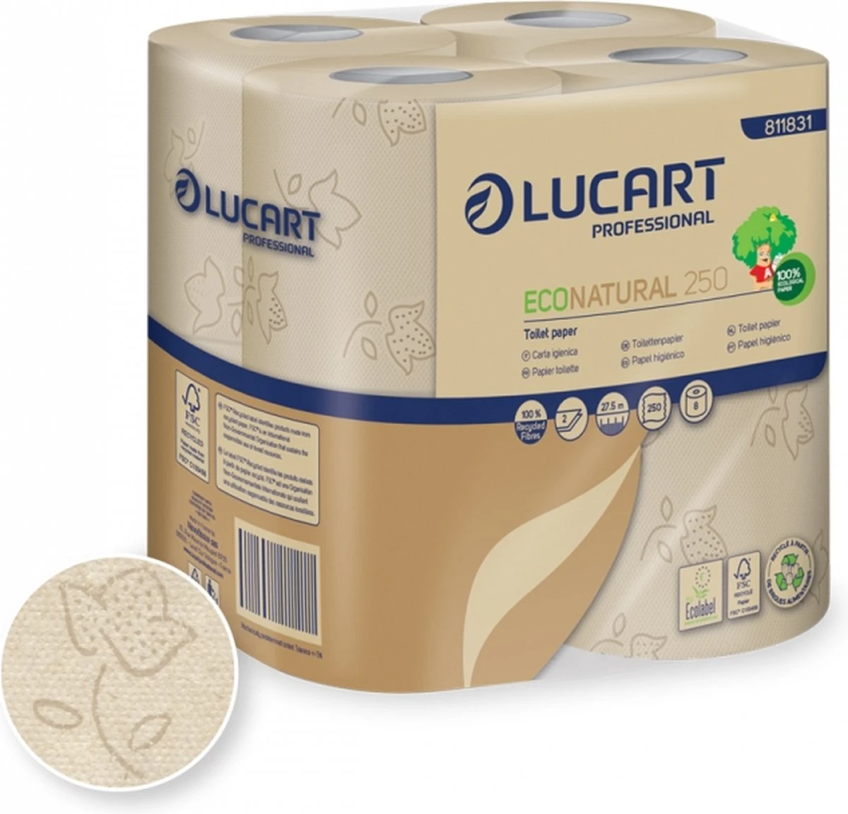 Lucart Eco Natural - Toiletpapier - 64 Rollen - 2 Laags 3 Lucart Eco Natural - Toiletpapier - 64 Rollen - 2 Laags