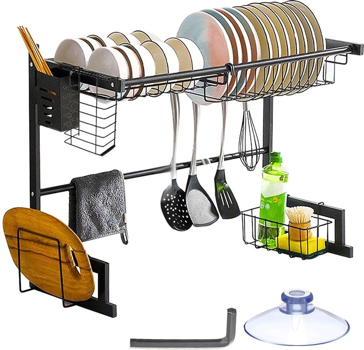 Afdruiprek Droger Zwart Voor Bestek Boven De Gootsteen 65 Cm X 29 Cm X 52 Cm 12 Afdruiprek Droger Zwart Voor Bestek Boven De Gootsteen 65 Cm X 29 Cm X 52 Cm - Afbeelding 10