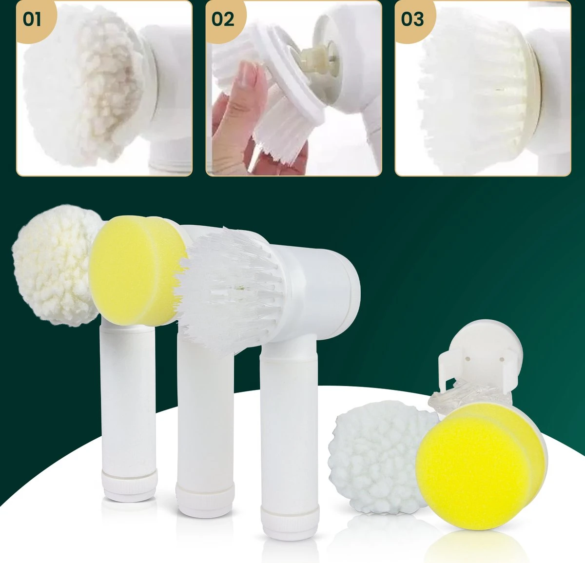 Apeiron Elektrische Schoonmaakborstel - Poetsmachine - Poliermachine - Schrobborstel - Handborstel - Werkborstel - Schrobber - Boorborstel - Wasborstel - Schoonmaakmiddelen - Reinigingsborstel - 3 Opzetstukken 6 Apeiron Elektrische Schoonmaakborstel - Poetsmachine - Poliermachine - Schrobborstel - Handborstel - Werkborstel - Schrobber - Boorborstel - Wasborstel - Schoonmaakmiddelen - Reinigingsborstel - 3 Opzetstukken - Afbeelding 4