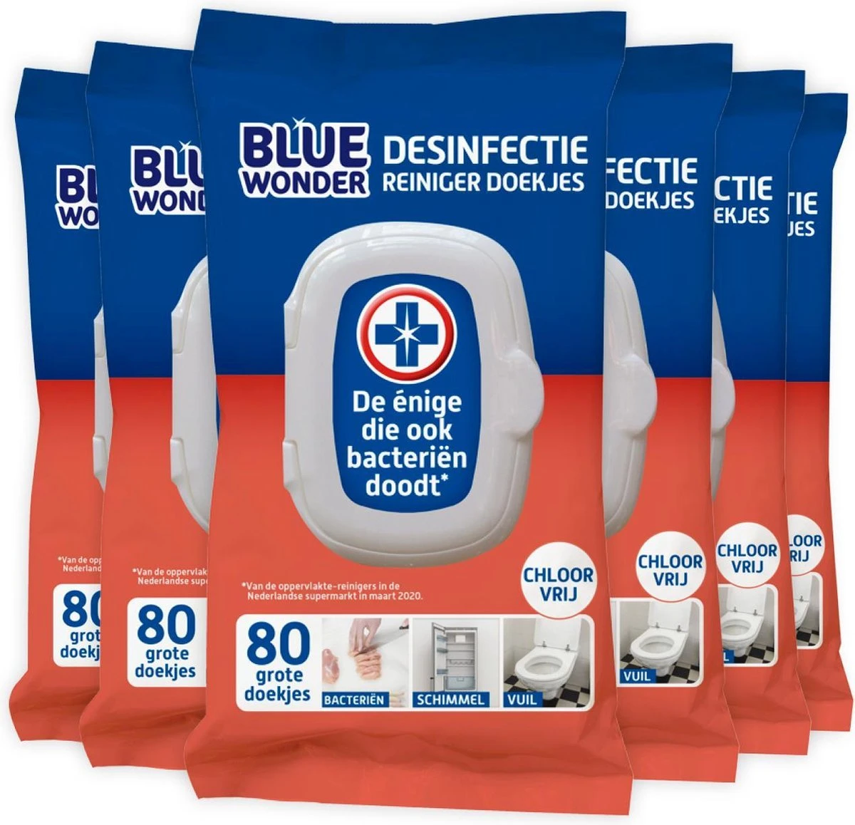 BLUE WONDER XL Desinfectie Reiniger Doekjes 3 BLUE WONDER XL Desinfectie Reiniger Doekjes