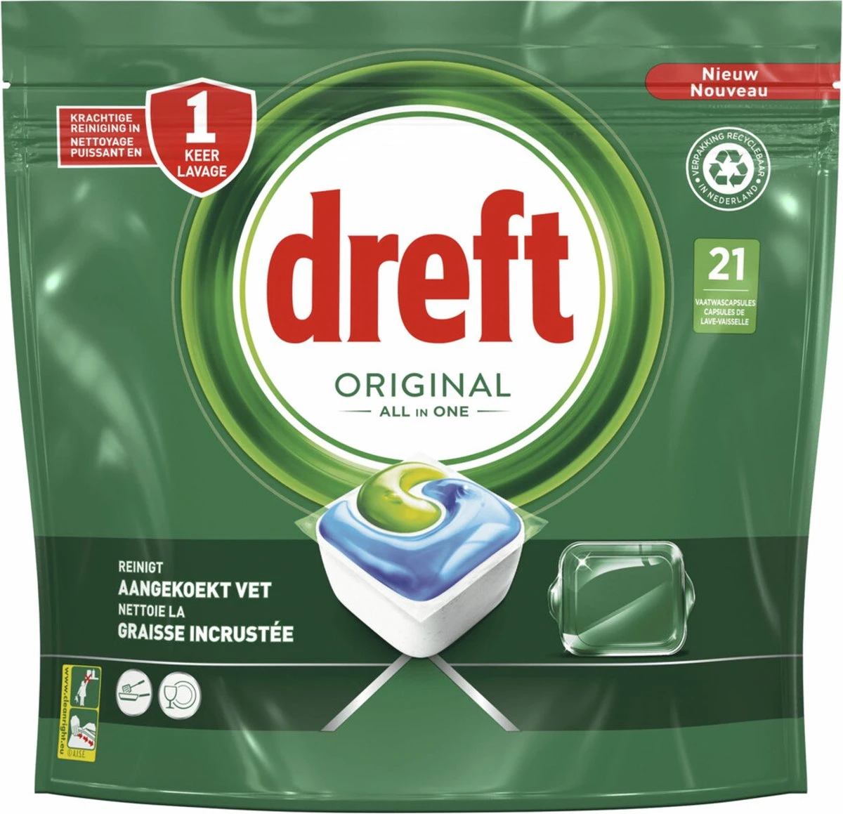 Dreft Original All In One Vaatwastabletten Regular - Voordeelverpakking 5 X 21 Stuks 3 Dreft Original All In One Vaatwastabletten Regular - Voordeelverpakking 5 X 21 Stuks