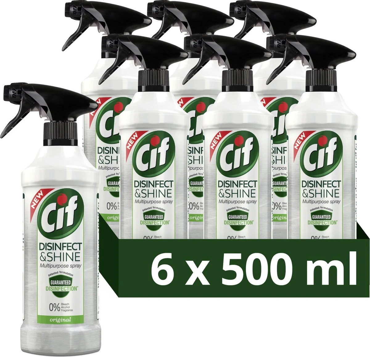 Cif Disinfect & Shine Original Desinfectie Spray - 6 X 500 Ml - Voordeelverpakking 3 Cif Disinfect & Shine Original Desinfectie Spray - 6 X 500 Ml - Voordeelverpakking