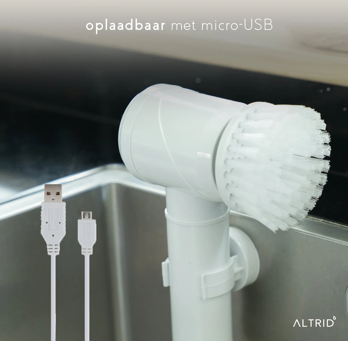 Altrid Elektrische Schoonmaakborstel - Oplaadbaar - Verbeterde Versie - 3 Opzetstukken - Poetsmachine - Handborstel - Schrobborstel - Schrobber - Reinigingsborstel - Schoonmaakmiddelen 6 Altrid Elektrische Schoonmaakborstel - Oplaadbaar - Verbeterde Versie - 3 Opzetstukken - Poetsmachine - Handborstel - Schrobborstel - Schrobber - Reinigingsborstel - Schoonmaakmiddelen - Afbeelding 4