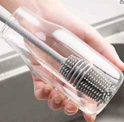 Merkloos Afwasborstel Voor Lange Glazen - Siliconenborstel Lange Glazen - Baby Flessenborstel - Duurzame Afwasborstel - Siliconen Afwasborstel