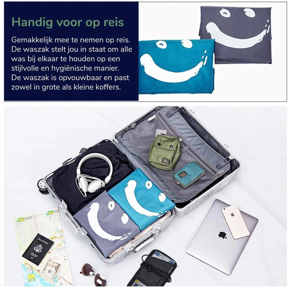 Wonair - Waszakken Voor Wasgoed - 60x90cm - Hemelsblauw - Met Trekkoord 5 Wonair - Waszakken Voor Wasgoed - 60x90cm - Hemelsblauw - Met Trekkoord - Afbeelding 3