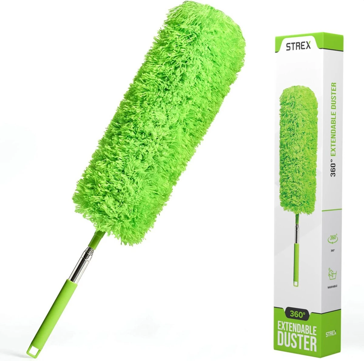 Strex Telescopische Plumeau Met Telescoopsteel - 60 Tot 140 Cm - Uitschuifbaar - Wasbaar - Flexibel 360° Draaibaar - Microvezel Ragebol 3 Strex Telescopische Plumeau Met Telescoopsteel - 60 Tot 140 Cm - Uitschuifbaar - Wasbaar - Flexibel 360° Draaibaar - Microvezel Ragebol