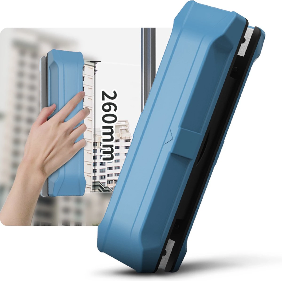 Thuys Magnetische Ramenwasser - Raamwisser Met Touw - Enkel Glas - Ramenreiniger Inclusief Reinigingspads - 3-8mm - Ramenwisser - Blauw