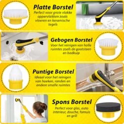 Trendosa Elektrische Schoonmaakborstel - Elektrische Schrobborstel - Poetsmachine - Handborstel - Scrubber- De Badkamer/Keuken/Auto- 10 Opzetstukken Geel 15 Trendosa Elektrische Schoonmaakborstel - Elektrische Schrobborstel - Poetsmachine - Handborstel - Scrubber- De Badkamer/Keuken/Auto- 10 Opzetstukken Geel -Schoonmaakartikelen Winkel 1200x1195 9