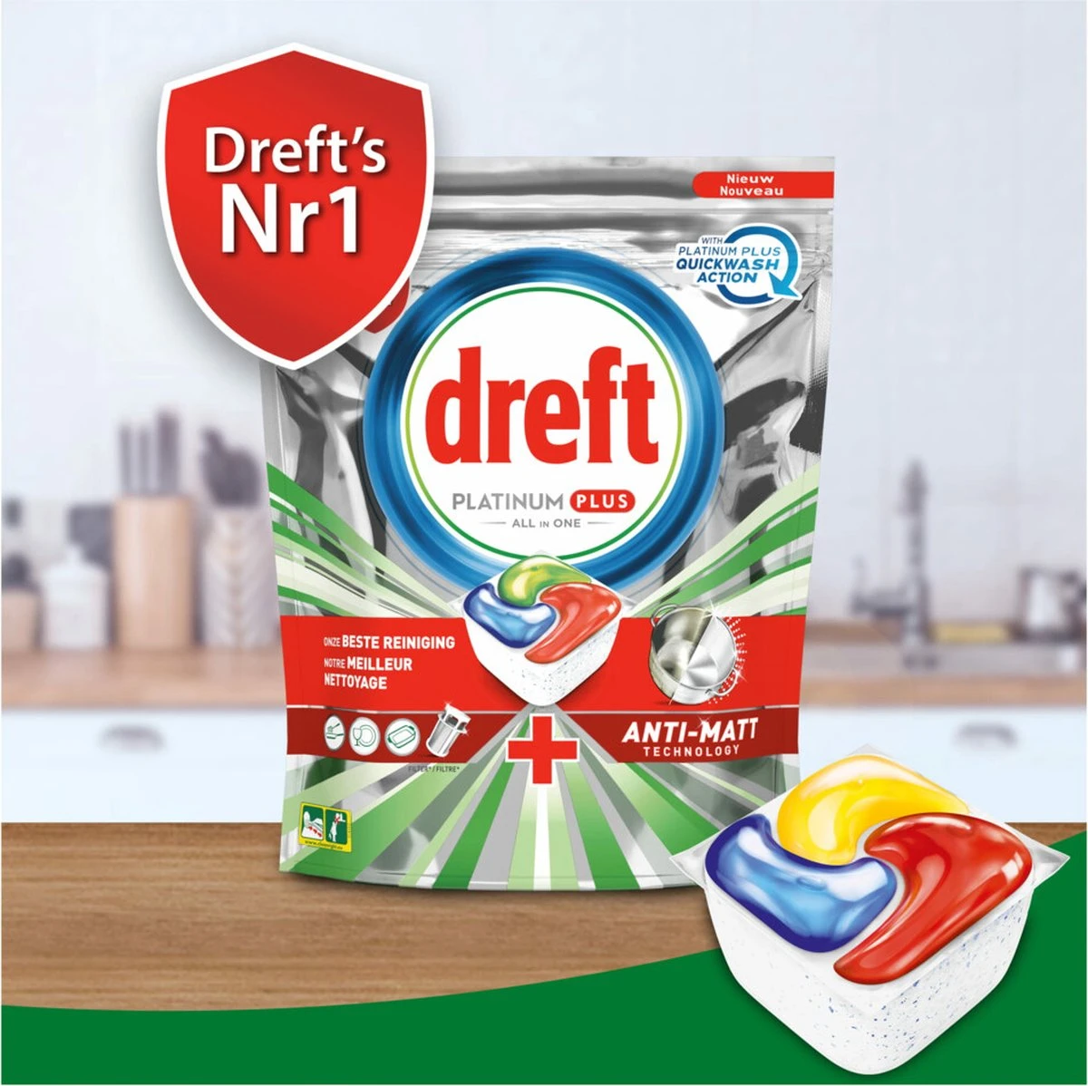 Dreft Platinum Plus All In One Vaatwastabletten Deep Clean 38 Stuks 6 Dreft Platinum Plus All In One Vaatwastabletten Deep Clean 38 Stuks - Afbeelding 4
