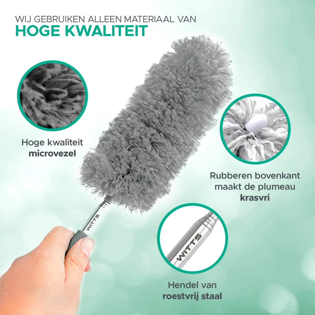 WITTS Telescopische Plumeau - Ragebol – Uitschuifbaar - Grijs 6 WITTS Telescopische Plumeau - Ragebol – Uitschuifbaar - Grijs - Afbeelding 4
