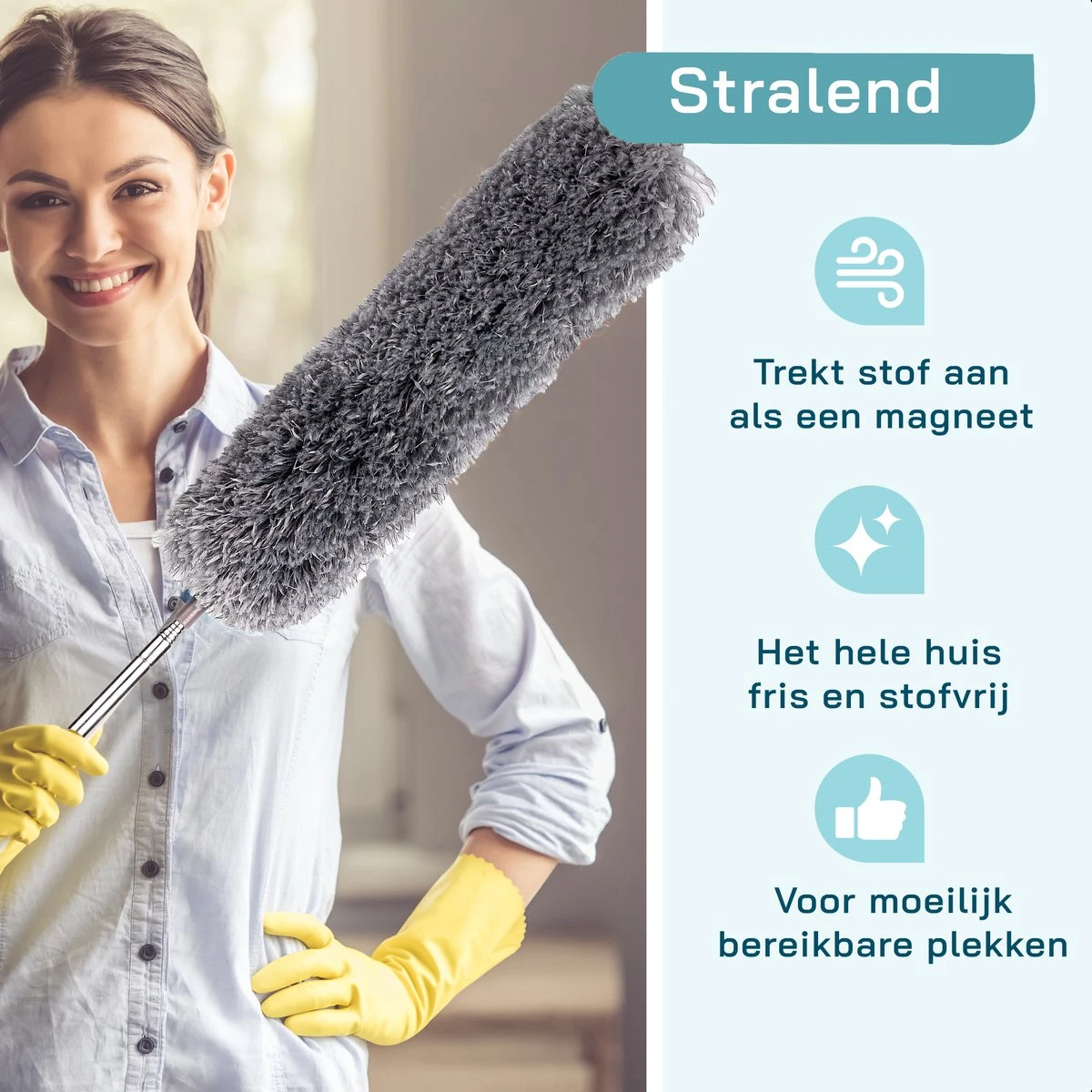 ForDig 7-Delige Plumeau Set - Duster Met Telescoopsteel Uitschuifbaar Tot 250 Cm - Inclusief Ragebol / Voegenborstel / Microvezel Doek / Chenille Borstel - Wasbaar - 360 Graden Draaibaar 5 ForDig 7-Delige Plumeau Set - Duster Met Telescoopsteel Uitschuifbaar Tot 250 Cm - Inclusief Ragebol / Voegenborstel / Microvezel Doek / Chenille Borstel - Wasbaar - 360 Graden Draaibaar - Afbeelding 3