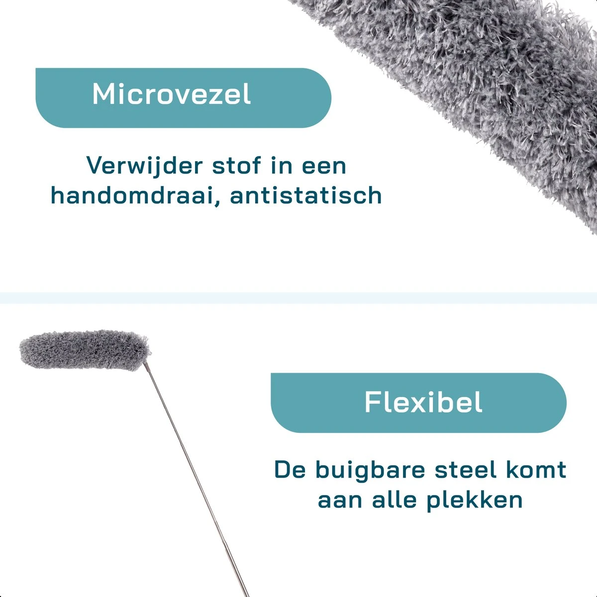 ForDig 7-Delige Plumeau Set - Duster Met Telescoopsteel Uitschuifbaar Tot 250 Cm - Inclusief Ragebol / Voegenborstel / Microvezel Doek / Chenille Borstel - Wasbaar - 360 Graden Draaibaar 7 ForDig 7-Delige Plumeau Set - Duster Met Telescoopsteel Uitschuifbaar Tot 250 Cm - Inclusief Ragebol / Voegenborstel / Microvezel Doek / Chenille Borstel - Wasbaar - 360 Graden Draaibaar - Afbeelding 5
