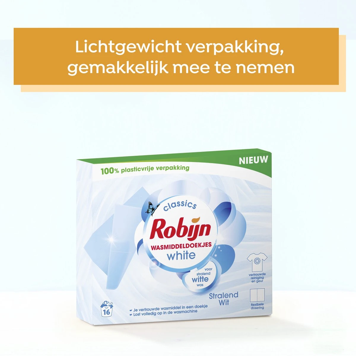 Robijn Classics Stralend Wit Wasmiddeldoekjes - 4 X 16 Wasstrips - Voordeelverpakking 10 Robijn Classics Stralend Wit Wasmiddeldoekjes - 4 X 16 Wasstrips - Voordeelverpakking - Afbeelding 8