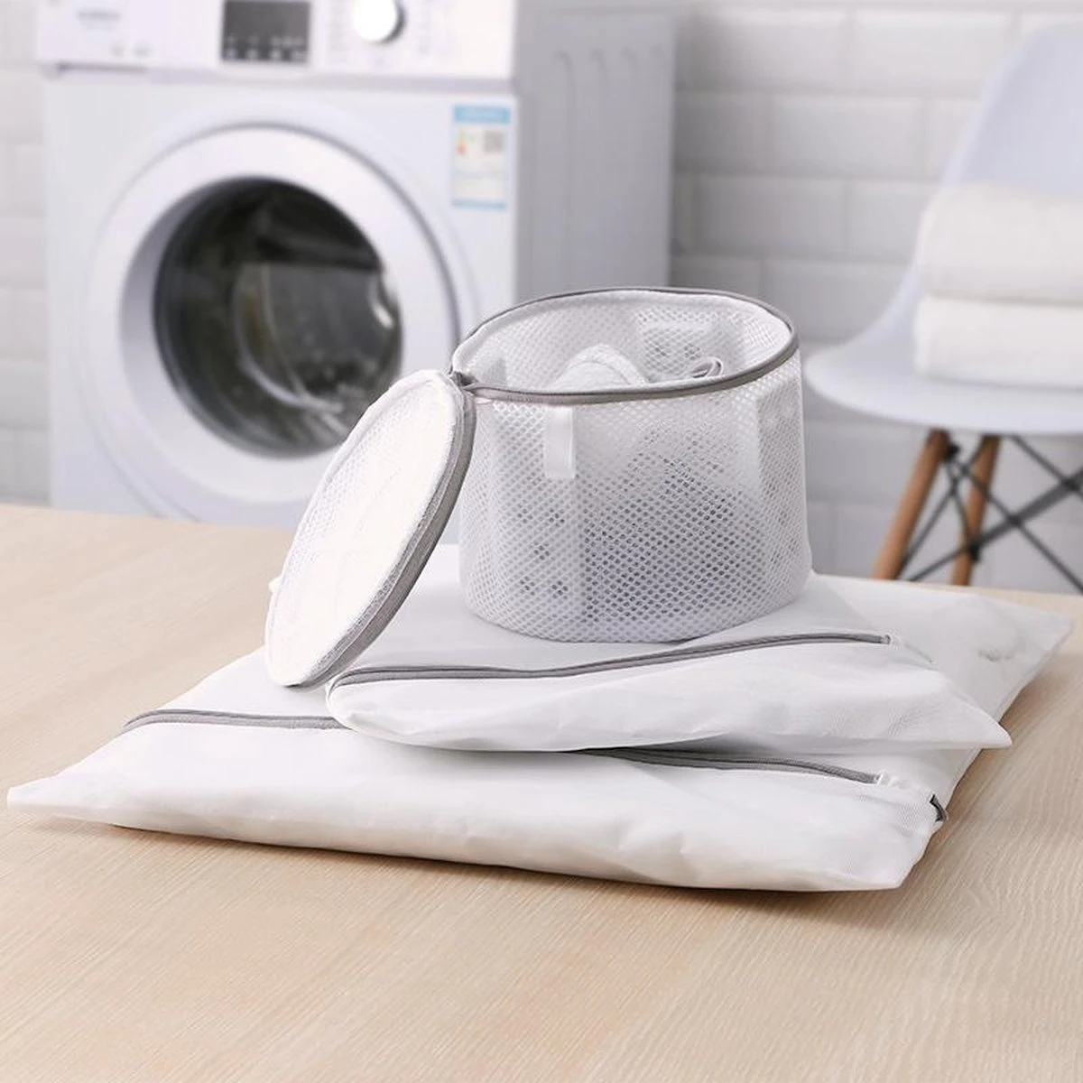 Merkloos Waszak 4 Delig - 1x Groot (50x60 Cm) - 1x Middel ( 40x50cm) - 1x Normaal (30x40cm) - 1x BH (17x15cm) 4 Merkloos Waszak 4 Delig - 1x Groot (50x60 Cm) - 1x Middel ( 40x50cm) - 1x Normaal (30x40cm) - 1x BH (17x15cm) - Afbeelding 2