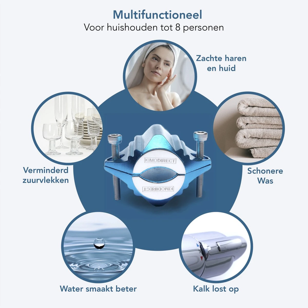 KIMO DIRECT Waterontharder Met 6 Teststrips - Waterontharder - Huishouden Tot 6 Personen - Waterfilter - 7500 Gauss - Blauw 8 KIMO DIRECT Waterontharder Met 6 Teststrips - Waterontharder - Huishouden Tot 6 Personen - Waterfilter - 7500 Gauss - Blauw - Afbeelding 6