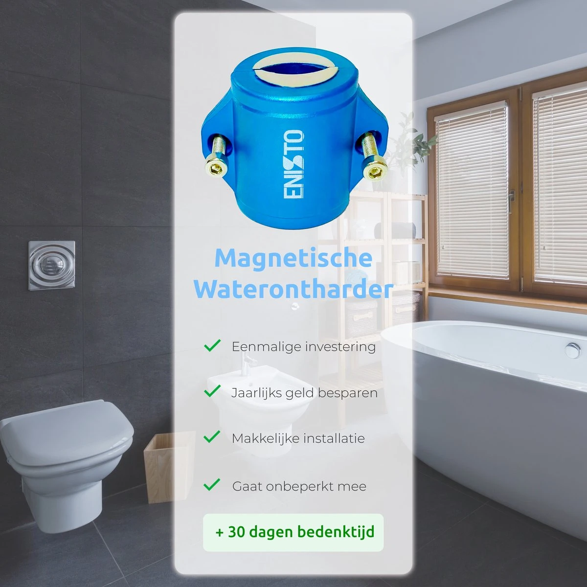 ENISTO® Magnetische Waterontharder Small – Waterontharder Magneet – Douchefilter – Waterontkalker – Waterverzachter – Antikalk – Blauw – RVS 6 ENISTO® Magnetische Waterontharder Small – Waterontharder Magneet – Douchefilter – Waterontkalker – Waterverzachter – Antikalk – Blauw – RVS - Afbeelding 4