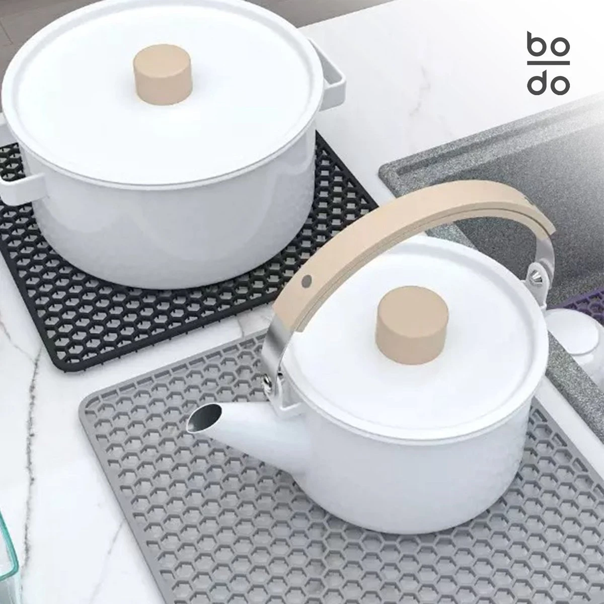 BODO Gootsteenmat Siliconen Donker Grijs - 34.5 X 34.5 Cm - Keuken Accessoires - Gootsteen Beschermer - Onderzetters Siliconen - Anti Kras 10 BODO Gootsteenmat Siliconen Donker Grijs - 34.5 X 34.5 Cm - Keuken Accessoires - Gootsteen Beschermer - Onderzetters Siliconen - Anti Kras - Afbeelding 8