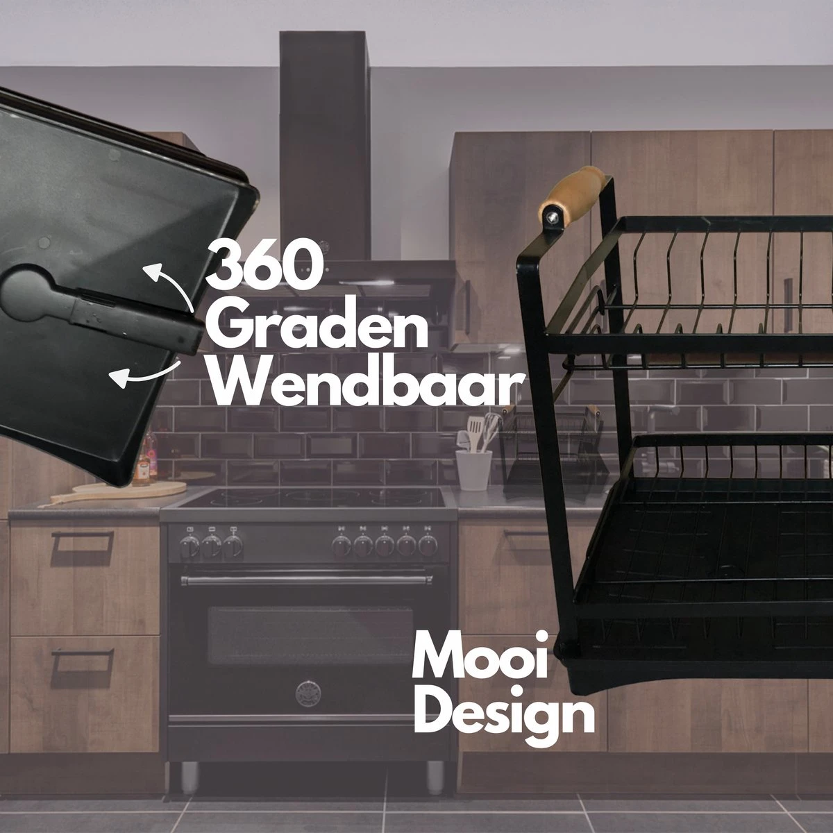 Afdruiprek - Zwart/ Met Flexibele Water Afvoer/ Borden, Pannen Bestek/ RVS/ Lichtgewicht/ Lekbak/ Luxe Uitvoering 7 Afdruiprek - Zwart/ Met Flexibele Water Afvoer/ Borden, Pannen Bestek/ RVS/ Lichtgewicht/ Lekbak/ Luxe Uitvoering - Afbeelding 5