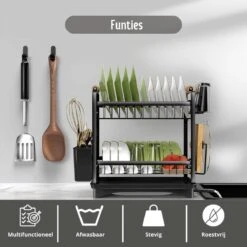 Afdruiprek - Zwart/ Met Flexibele Water Afvoer/ Borden, Pannen Bestek/ RVS/ Lichtgewicht/ Lekbak/ Luxe Uitvoering 13 Afdruiprek - Zwart/ Met Flexibele Water Afvoer/ Borden, Pannen Bestek/ RVS/ Lichtgewicht/ Lekbak/ Luxe Uitvoering -Schoonmaakartikelen Winkel 1200x1200 699