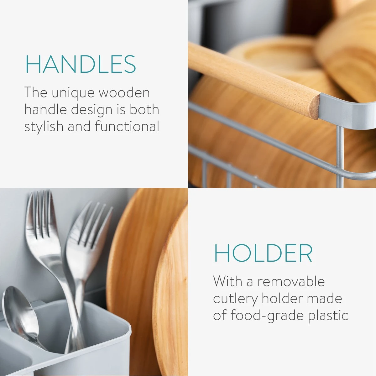Navaris Afdruiprek Met Uitneembare Bestekhouder - Afwasrek Met Losse Lekbak - Vaatwasrek Met Plateau - Voor Bestek, Borden, Schalen En Pannen 9 Navaris Afdruiprek Met Uitneembare Bestekhouder - Afwasrek Met Losse Lekbak - Vaatwasrek Met Plateau - Voor Bestek, Borden, Schalen En Pannen - Afbeelding 7