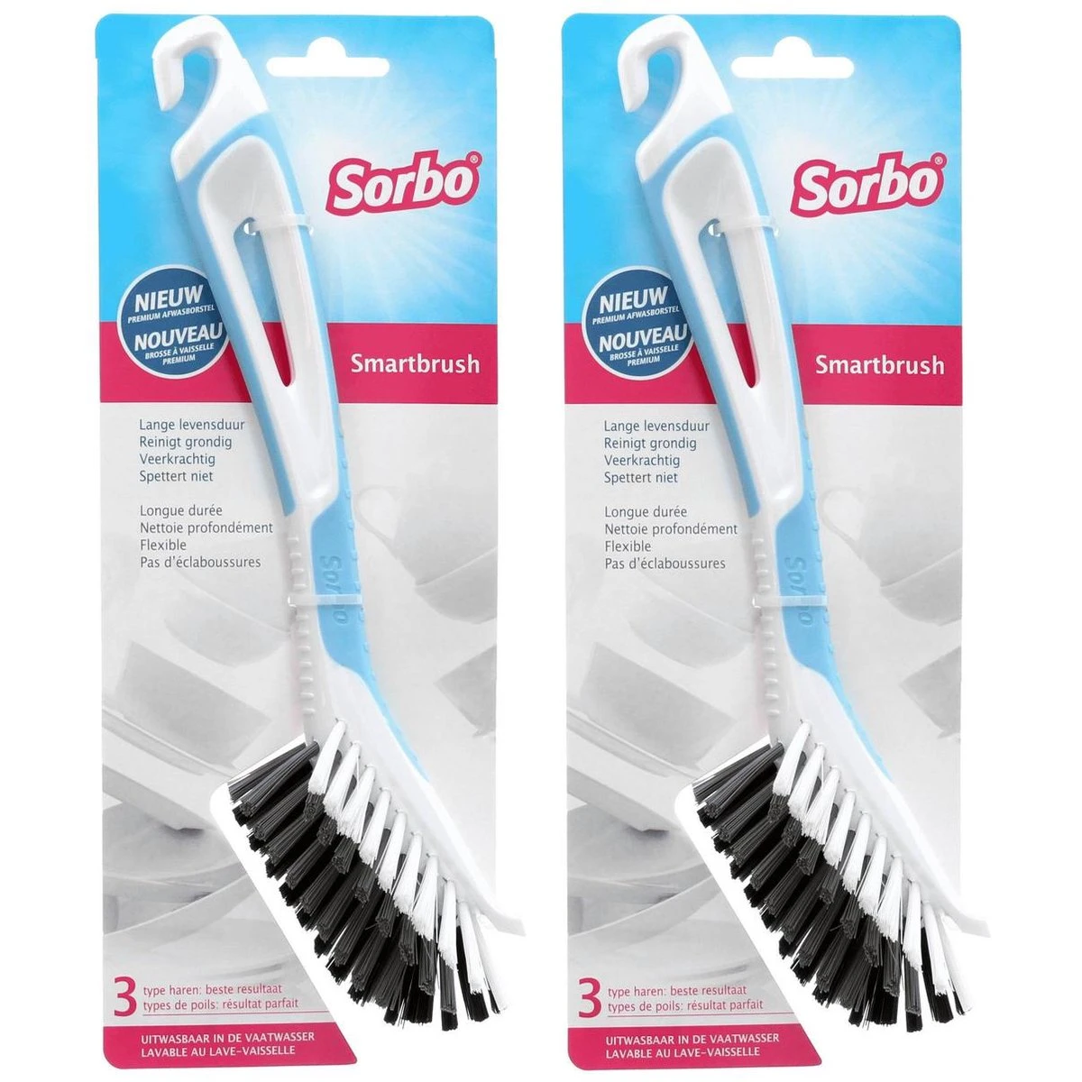 Set Van 2 Sorbo Smartbrush Afwasborstels Blauw/wit - Afwassen Afwasborstel - Huishoudelijke Keukenaccessoires 4 Set Van 2 Sorbo Smartbrush Afwasborstels Blauw/wit - Afwassen Afwasborstel - Huishoudelijke Keukenaccessoires - Afbeelding 2