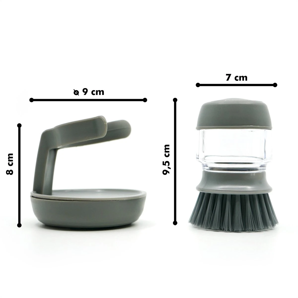 In Round Afwasborstel Met Zeepdispenser / Zeepreservoir – Inclusief Houder – Grijs – Afwas Borstel – Zeep Handborstel – Doseerpomp – Afwasmiddel Dispenser – Navulbaar 5 In Round Afwasborstel Met Zeepdispenser / Zeepreservoir – Inclusief Houder – Grijs – Afwas Borstel – Zeep Handborstel – Doseerpomp – Afwasmiddel Dispenser – Navulbaar - Afbeelding 4