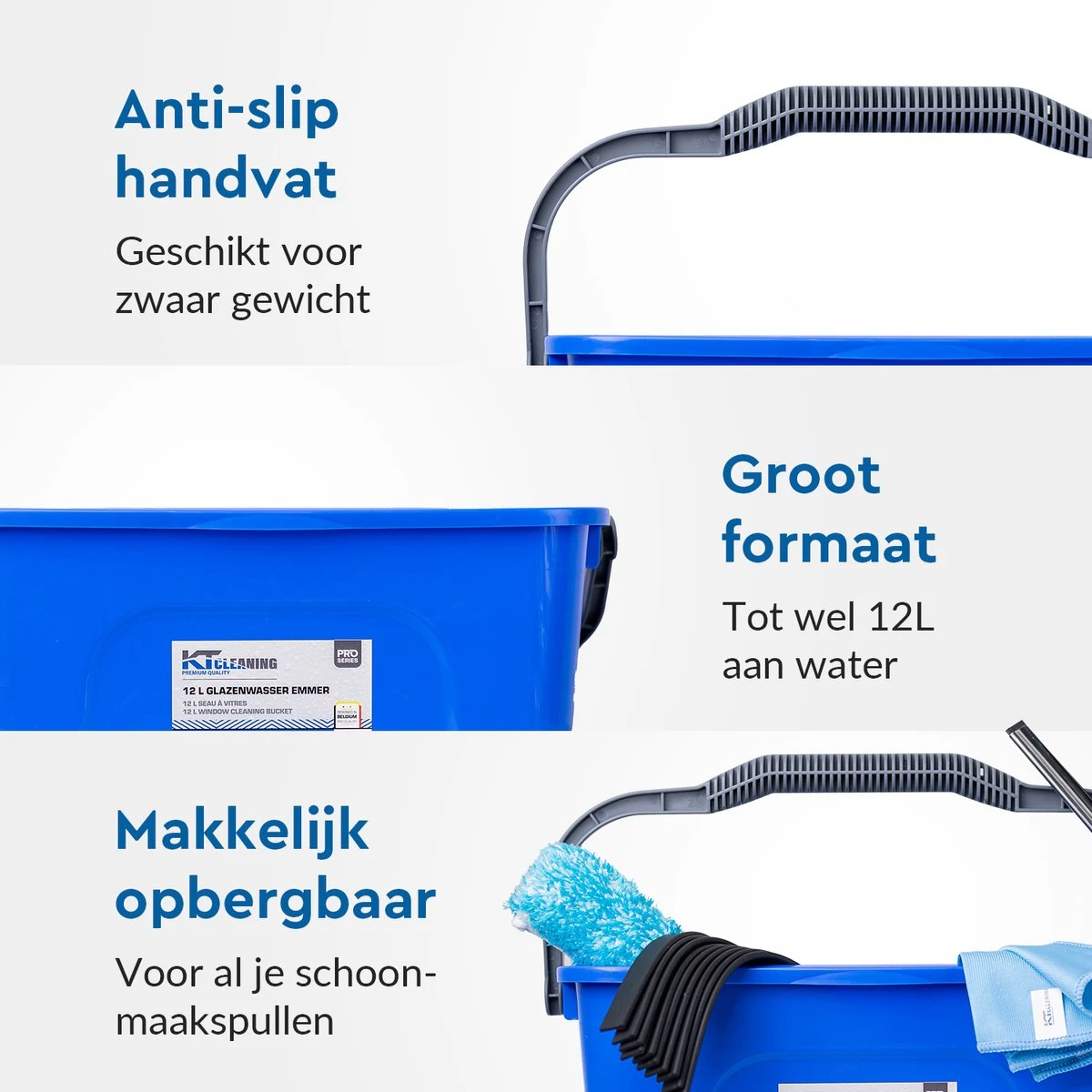 KT CLEANING - Raamwisser - Ramen Wassen Set Met Emmer - Ramen Wassen - Raamtrekker - Microvezeldoekjes 3 KT CLEANING - Raamwisser - Ramen Wassen Set Met Emmer - Ramen Wassen - Raamtrekker - Microvezeldoekjes - Afbeelding 2