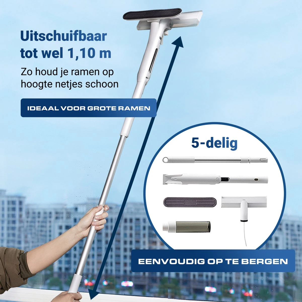 4-in-1 Raamwisser Met Telescoopsteel En Spray-functie - 110cm - Ramenwasser - Ramenwisser 7 4-in-1 Raamwisser Met Telescoopsteel En Spray-functie - 110cm - Ramenwasser - Ramenwisser - Afbeelding 5