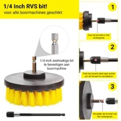 Merkloos 4-delige Borstelset Voor Boormachine - Inclusief Verlengstuk - Opzetborstels - Schrobborstel - Schuurborstel - Schoonmaakborstel - Tapijtreiniger - Brush - Geel - Gratis Verzending 19 Merkloos 4-delige Borstelset Voor Boormachine - Inclusief Verlengstuk - Opzetborstels - Schrobborstel - Schuurborstel - Schoonmaakborstel - Tapijtreiniger - Brush - Geel - Gratis Verzending -Schoonmaakartikelen Winkel 1200x1200 905