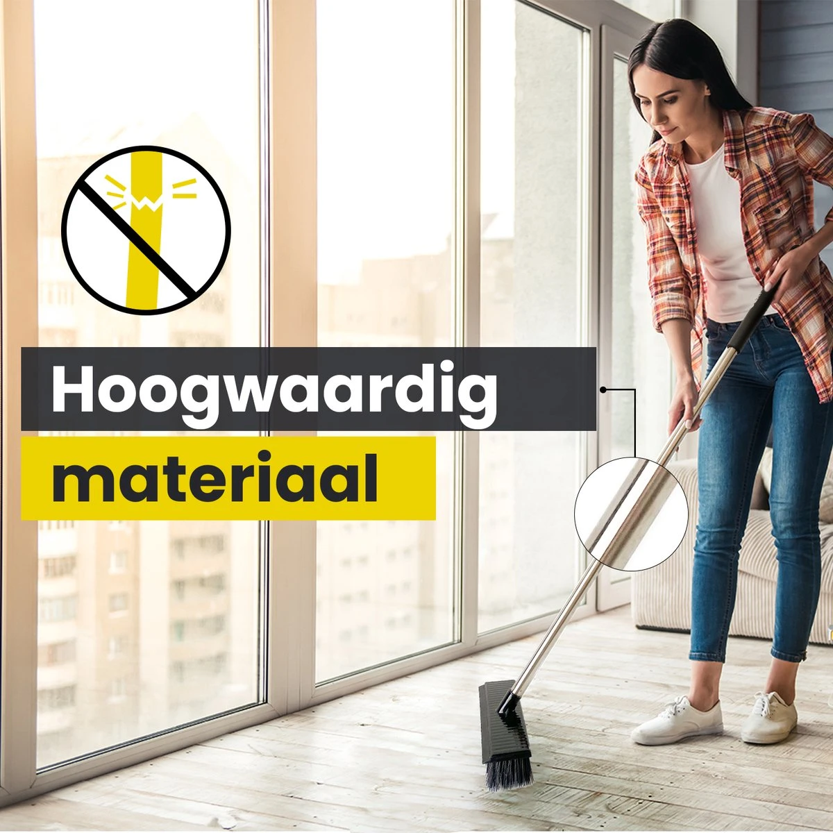 Schrobbezem Zwart Luiwagen Met Steel 120cm - Tuinbezem Straatbezem - Schoonmaak Schrobber Kunststof Harde Bezem - Schrobborstel En Schuurborstel 4 Schrobbezem Zwart Luiwagen Met Steel 120cm - Tuinbezem Straatbezem - Schoonmaak Schrobber Kunststof Harde Bezem - Schrobborstel En Schuurborstel - Afbeelding 2